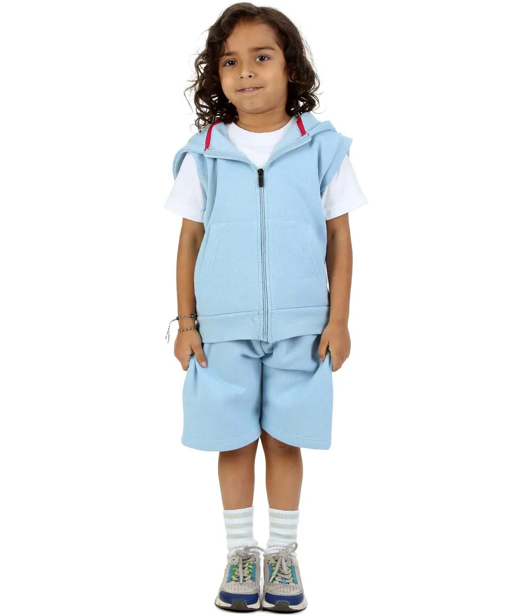 Kids Denim 2-Piece Gilet and Shorts Set Denim Blue