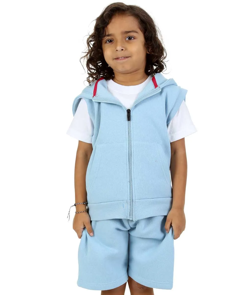 Kids Denim 2-Piece Gilet and Shorts Set Denim Blue