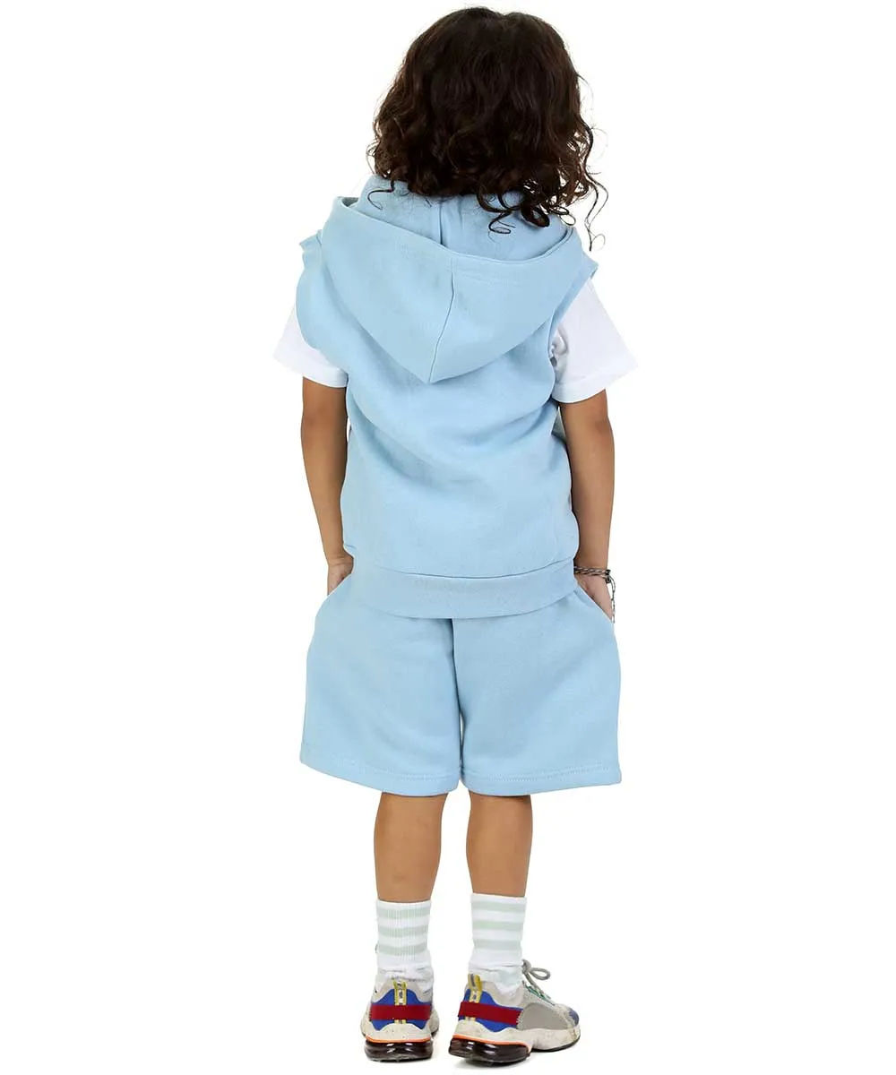 Kids Denim 2-Piece Gilet and Shorts Set Denim Blue