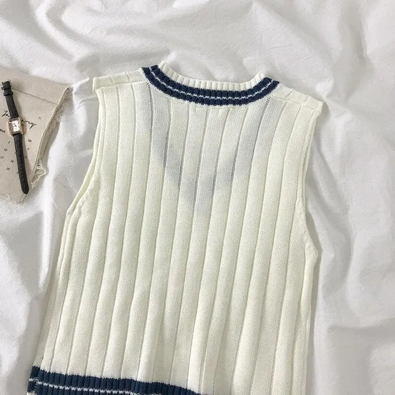 Knitted Vest With V-Neck