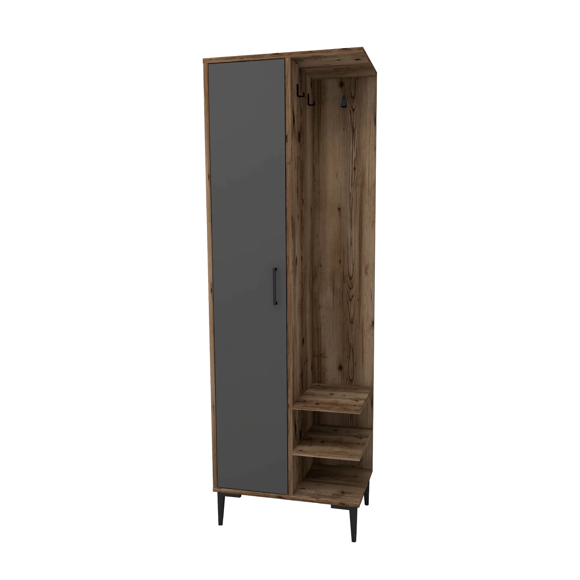 Leena Hallway Coat Rack with Cabinet and Shelves