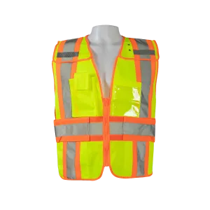 LV2-PSV Lime Solid/Orange Contrast ANSI Class 2 Expandable Breakaway Public Safety Vest