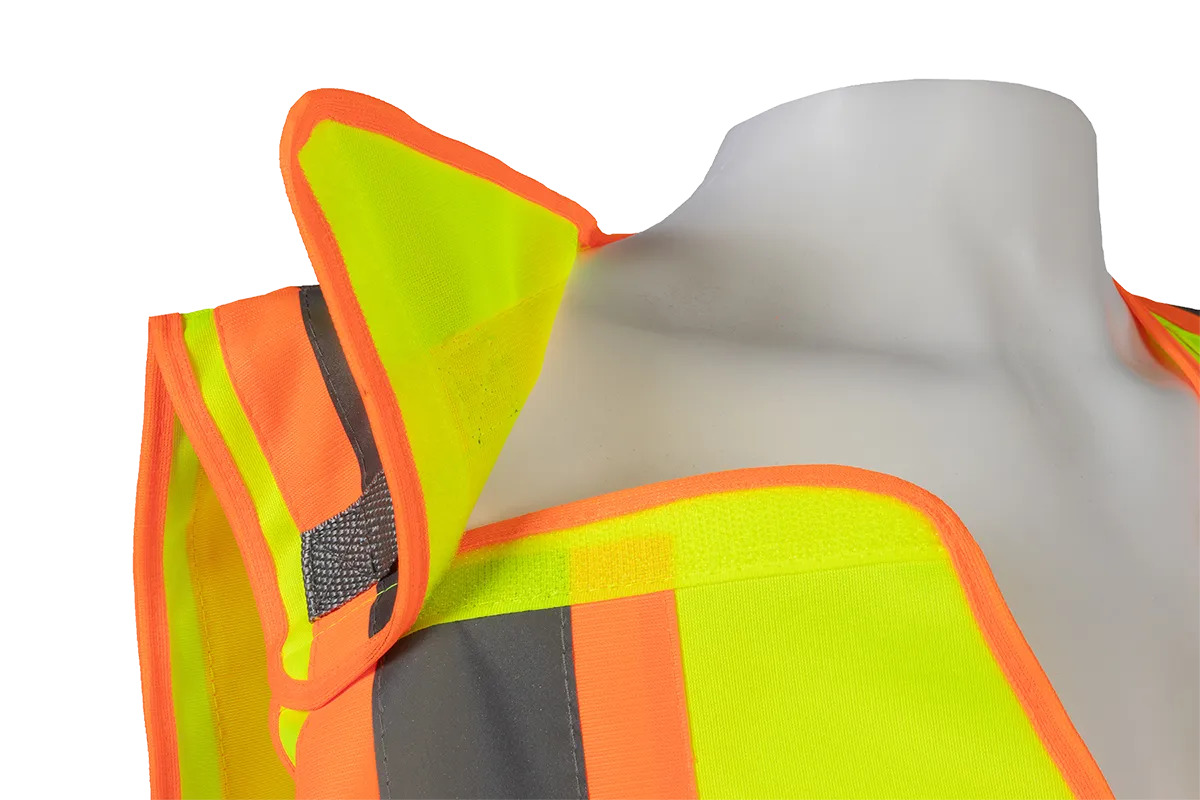 LV2-PSV Lime Solid/Orange Contrast ANSI Class 2 Expandable Breakaway Public Safety Vest