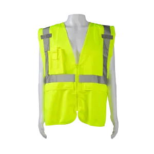 LV2-SUV ANSI Class 2 Deluxe Surveyor’s Safety Vest, Lime Solid