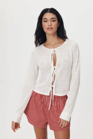 Marcia Bow Cardigan Top - Bone