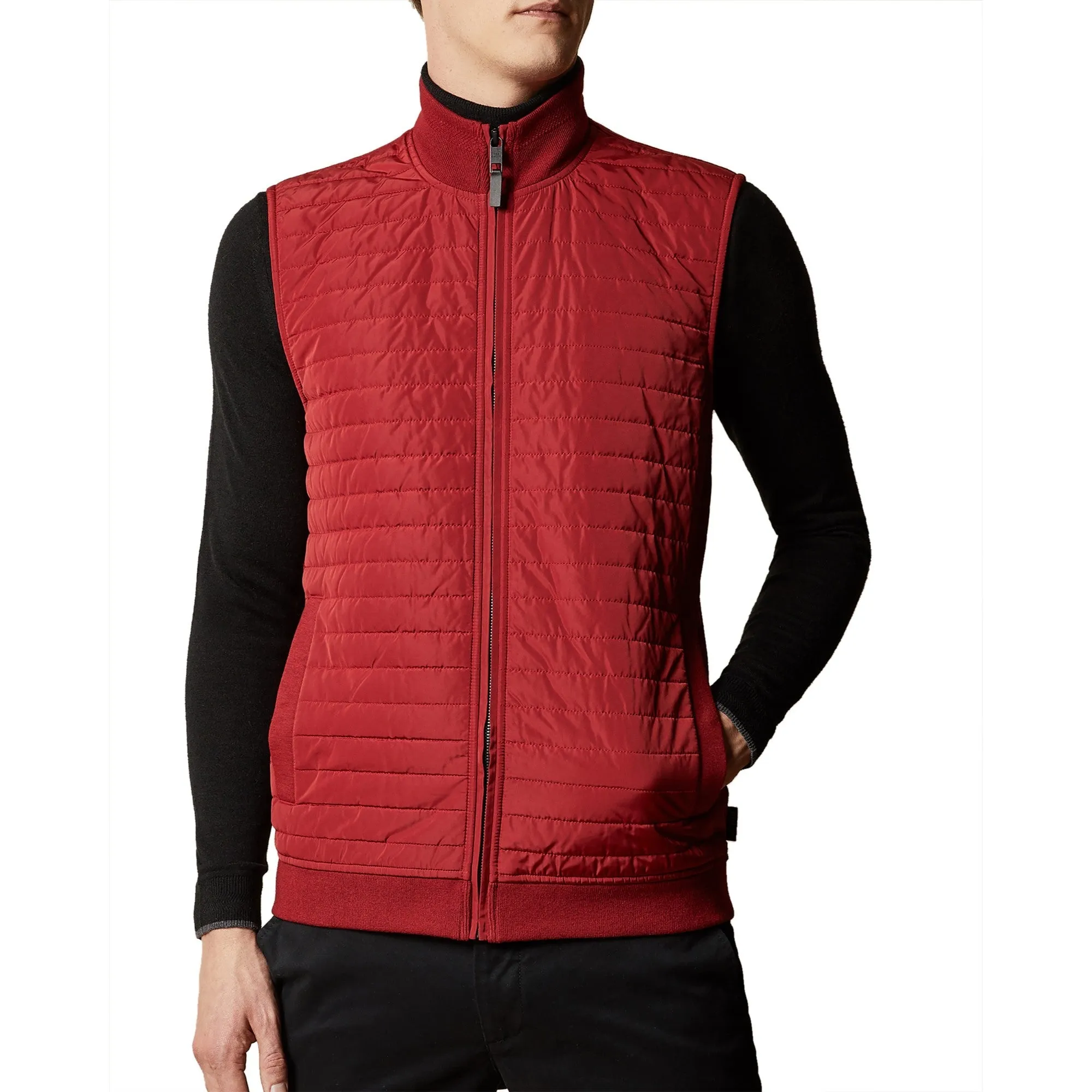 Men Rapids-Quilted Jersey Gilet - Red