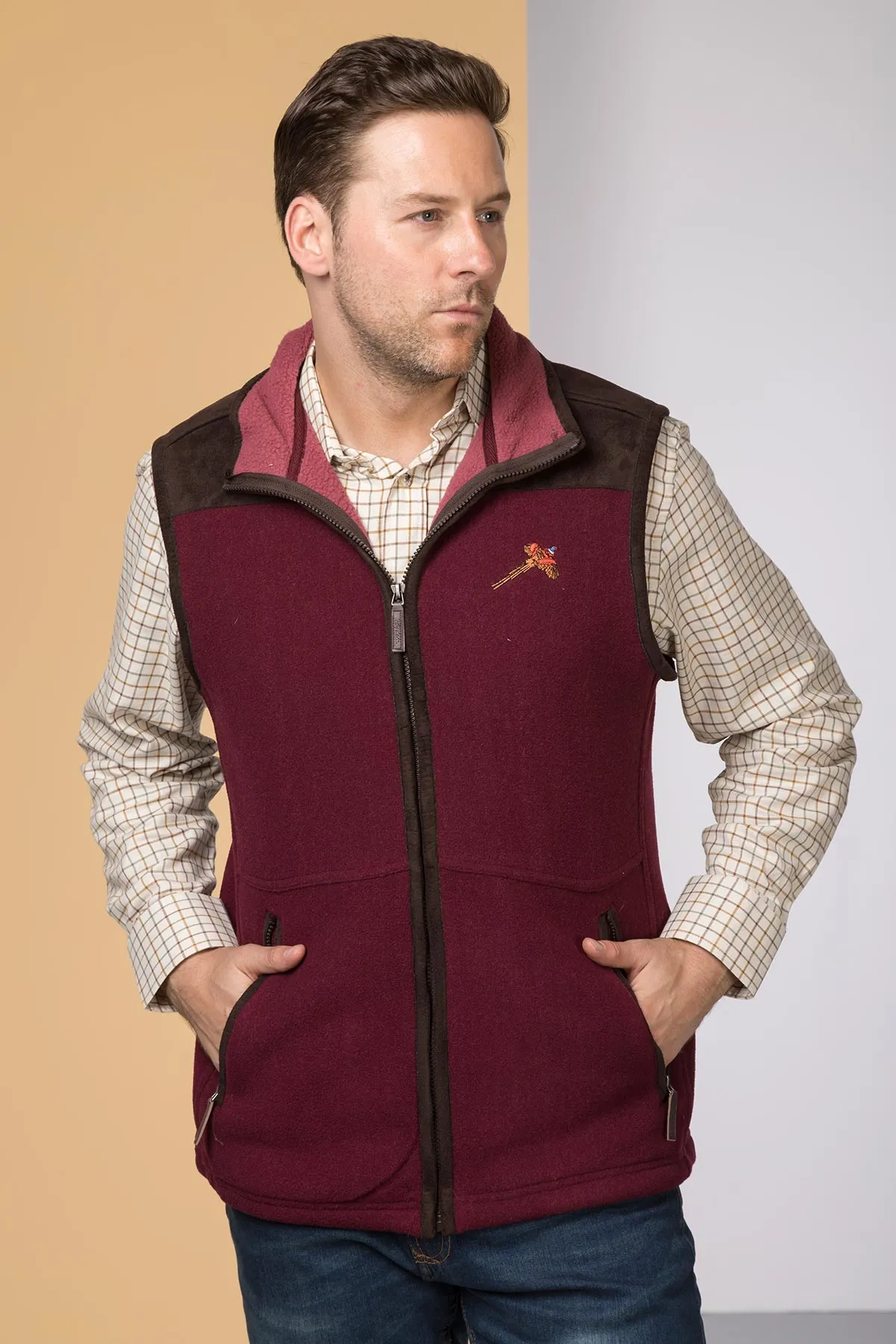 Men's Garton Fleece Gilet Pheasant Motif