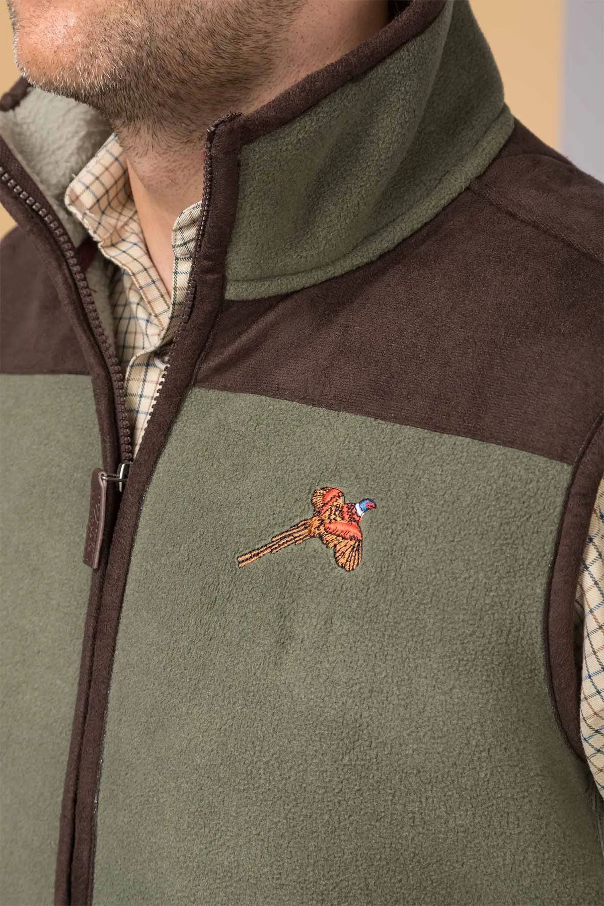 Men's Garton Fleece Gilet Pheasant Motif