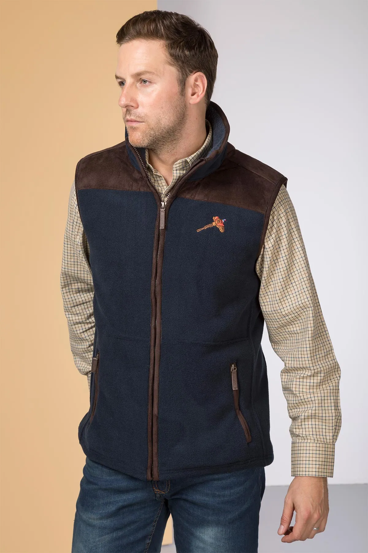 Men's Garton Fleece Gilet Pheasant Motif