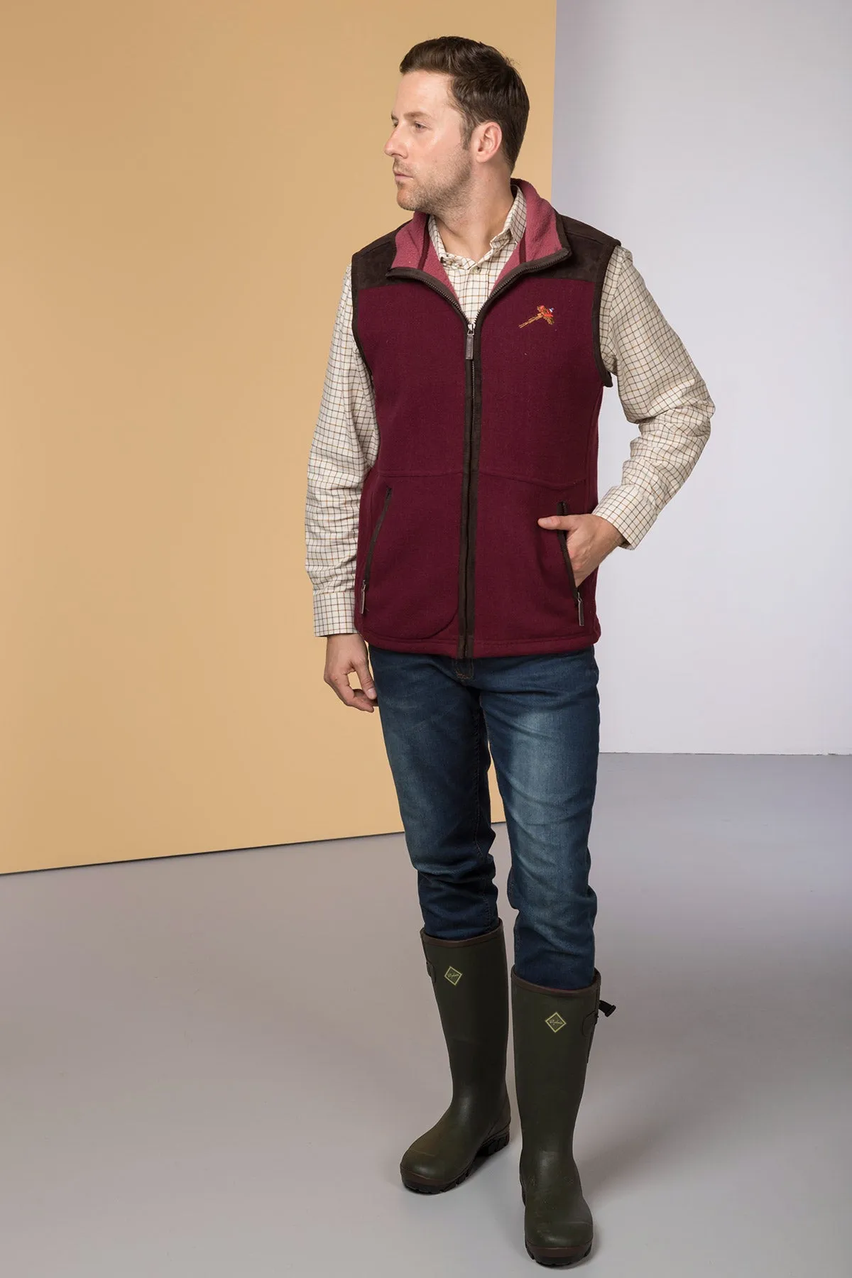 Men's Garton Fleece Gilet Pheasant Motif