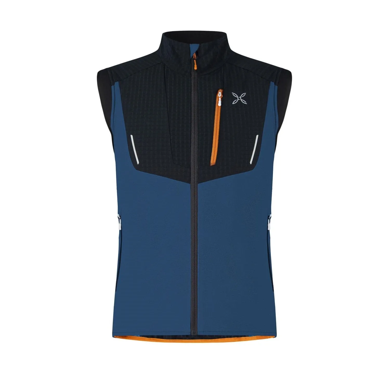 MONTURA SKI STYLE VEST GILET TECNICO UOMO ANTIVENTO E TRASPIRANTE - COLORE: DEEP BLUE/MANDARINO