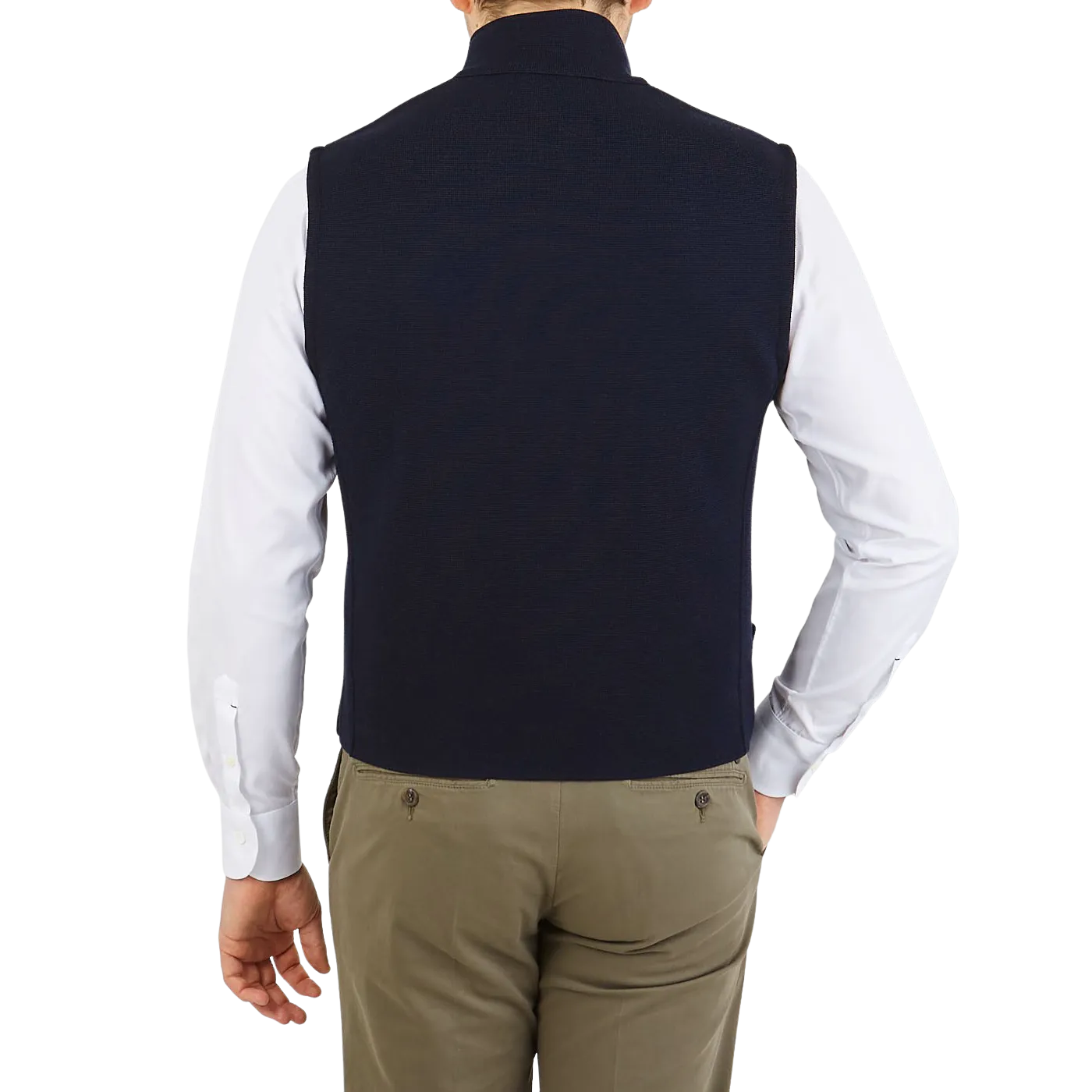 Navy Blue Knitted Virgin Wool Gilet