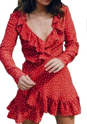 Nonothing | Women's 100% silk wrap dress in red polka dot