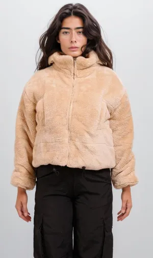 o199091-SHERPA ZIP-UP JACKET - BEIGE