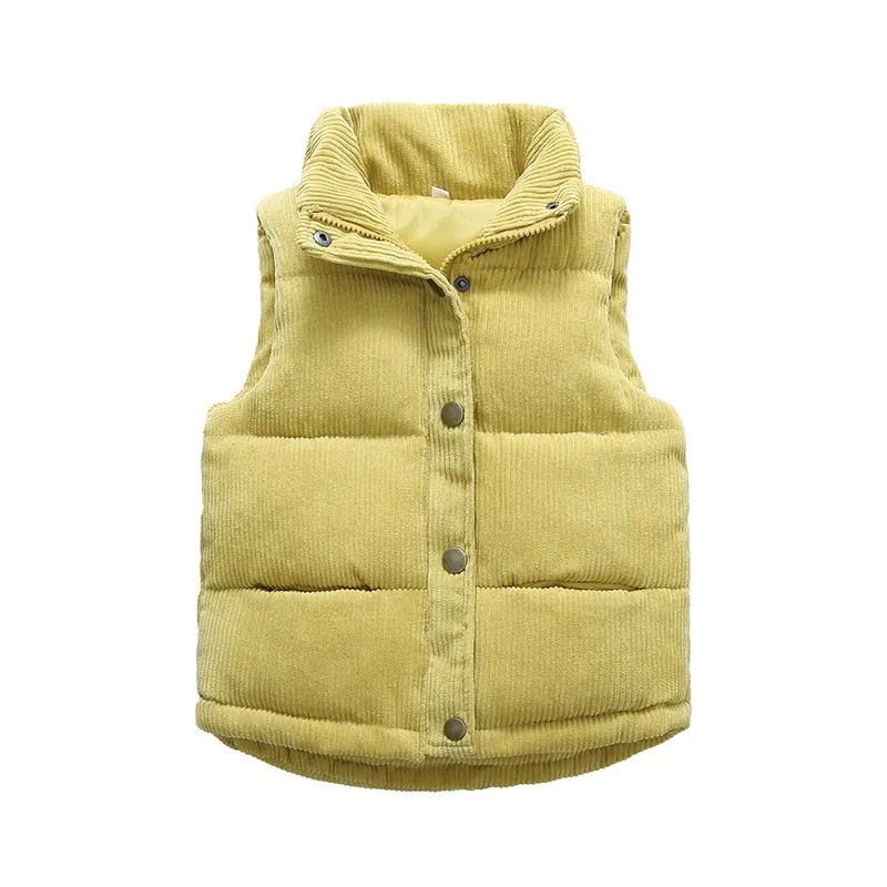 Otis - Corduroy Kids Vest Jacket, Mustard Yellow