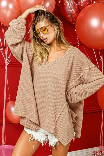 Oversized Beachy Waffle Knit Top