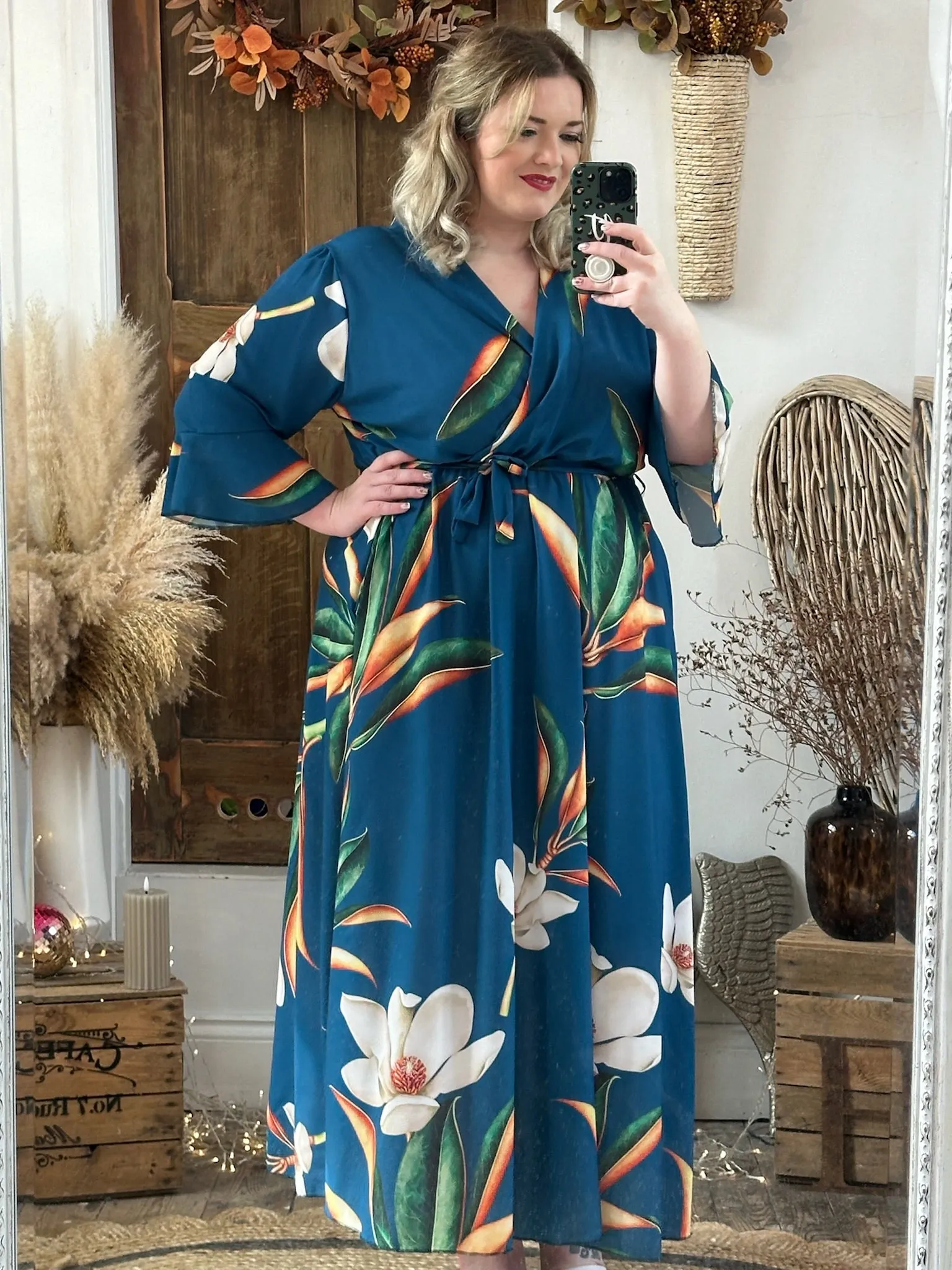 Petrol Bold Floral Thea Dress