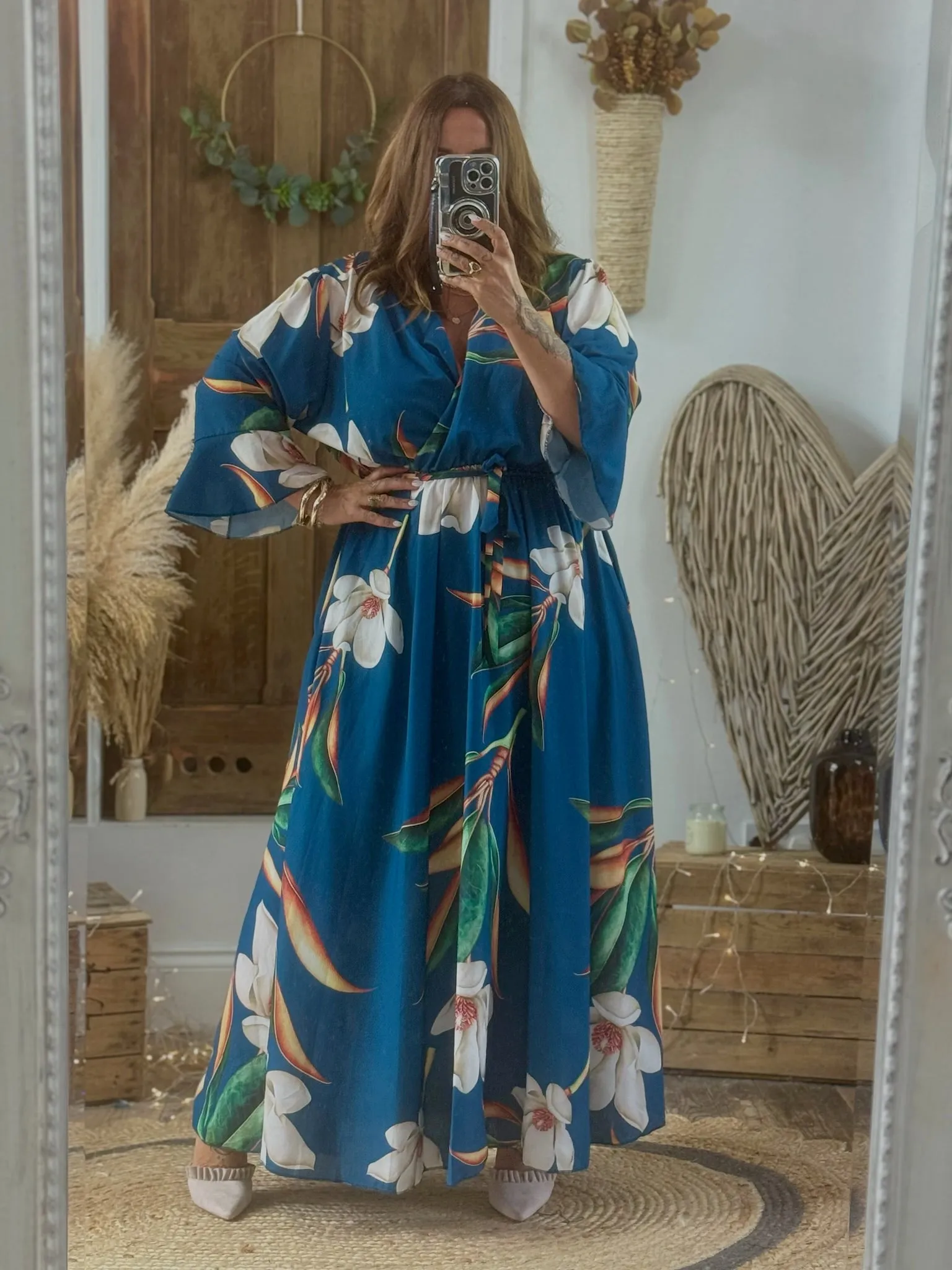 Petrol Bold Floral Thea Dress