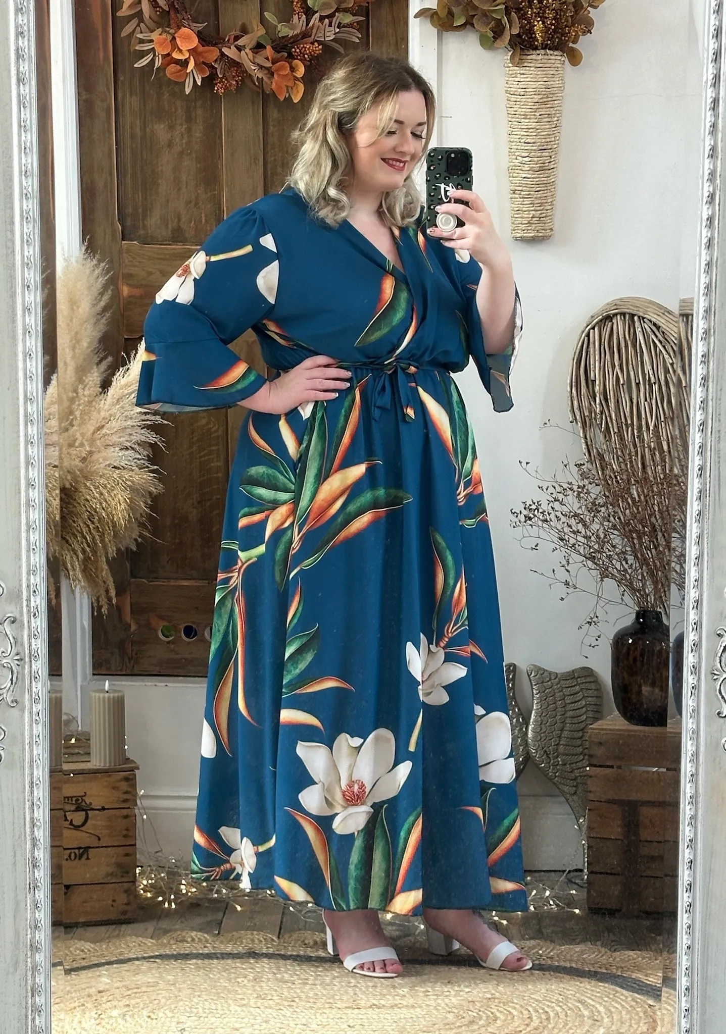 Petrol Bold Floral Thea Dress