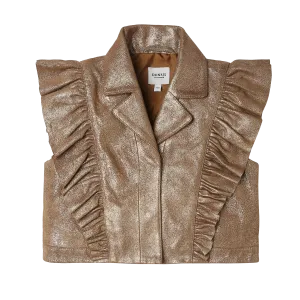 Piep Leather Gilet | Rose Brown Metallic