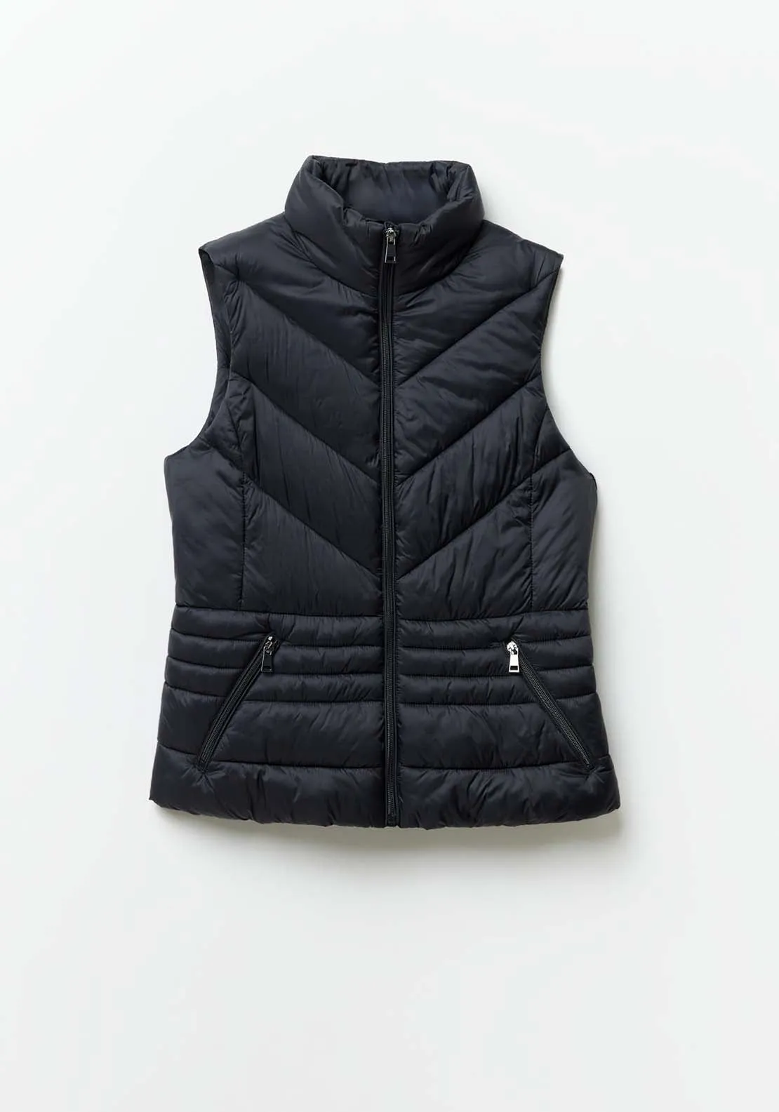 Plain Short Gilet - Black