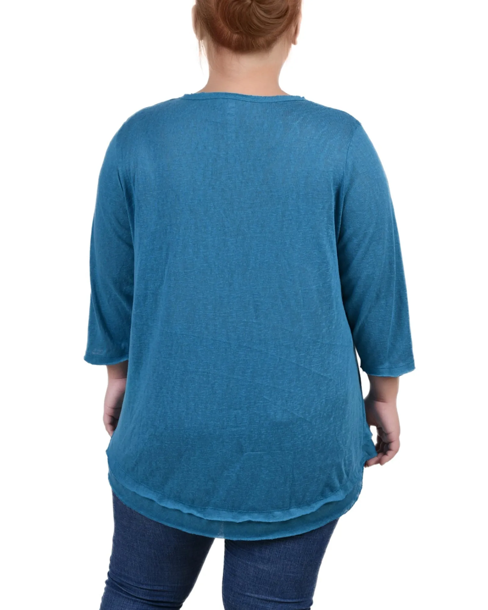 Plus Size 3/4 Sleeve V Neck Top