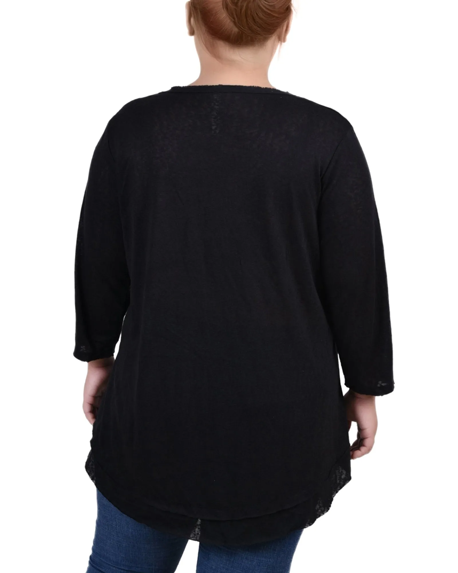 Plus Size 3/4 Sleeve V Neck Top