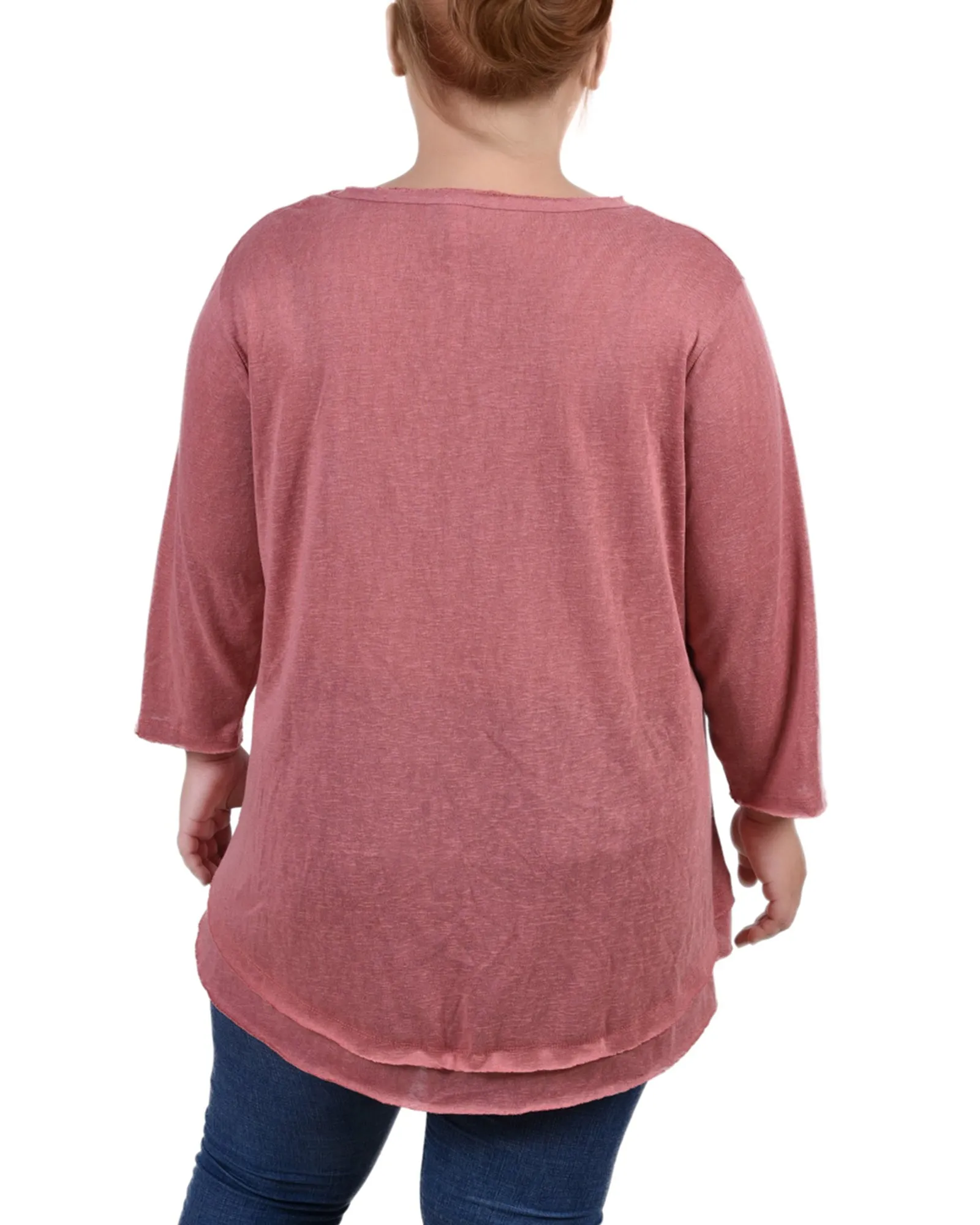 Plus Size 3/4 Sleeve V Neck Top