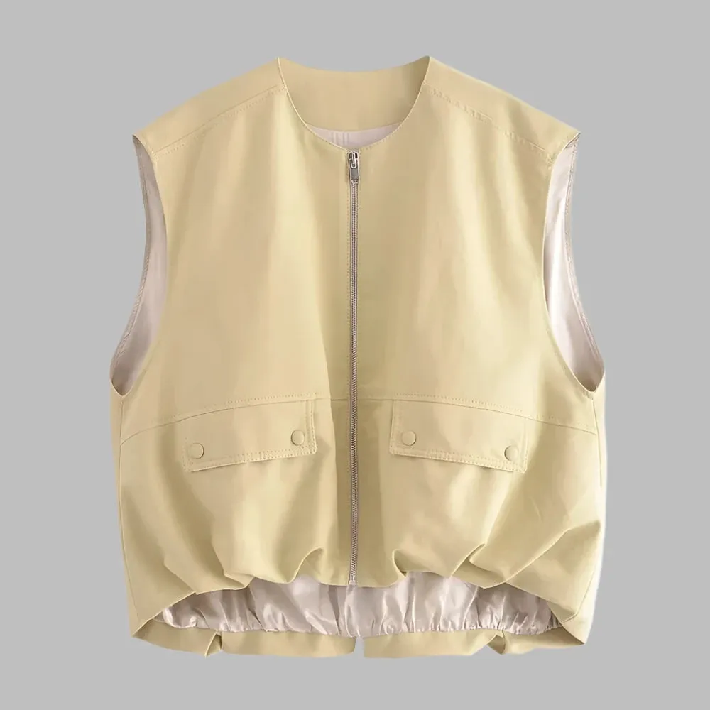 PrimoDossa Gilet | Modern mouwloos vestje voor dames met rits