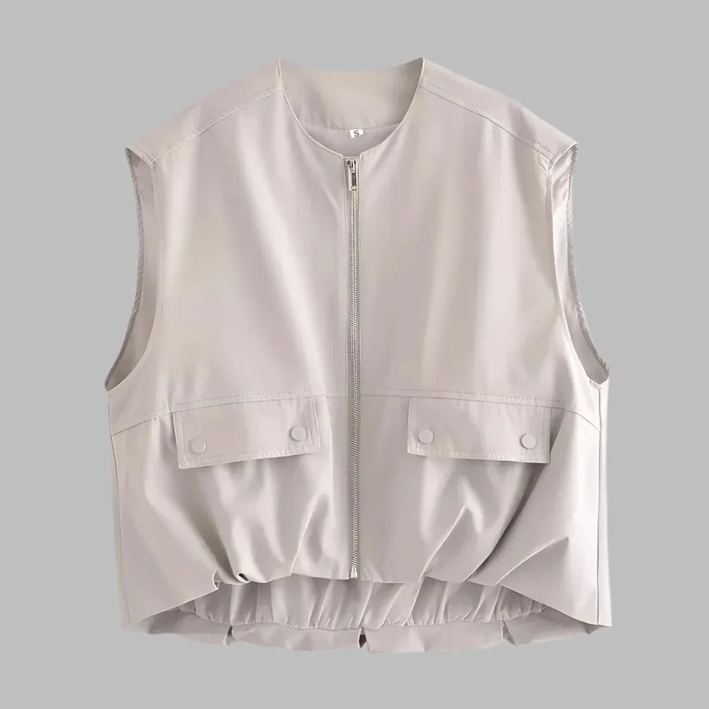 PrimoDossa Gilet | Modern mouwloos vestje voor dames met rits