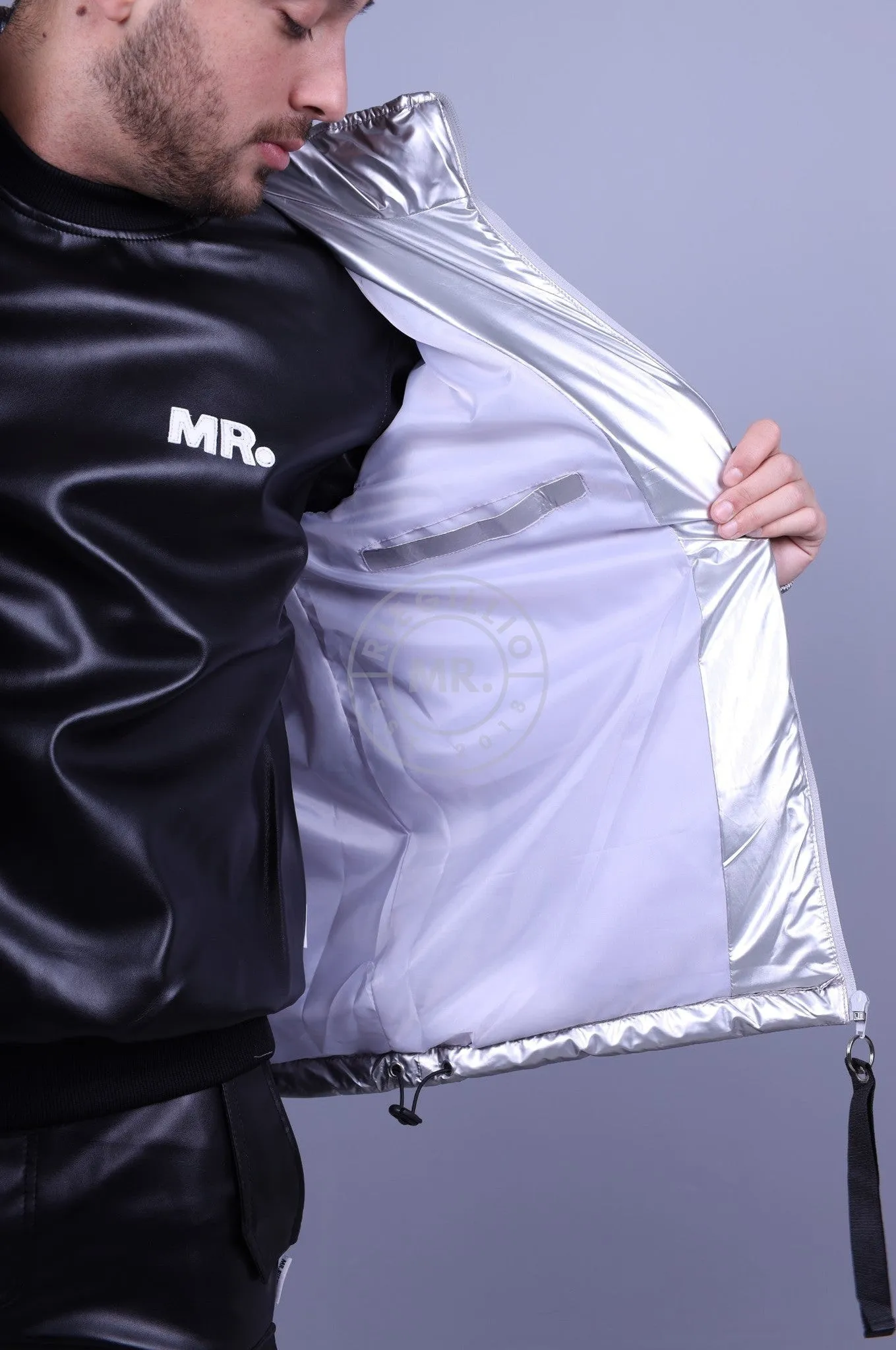 PVC Puffer Jacket - Silver