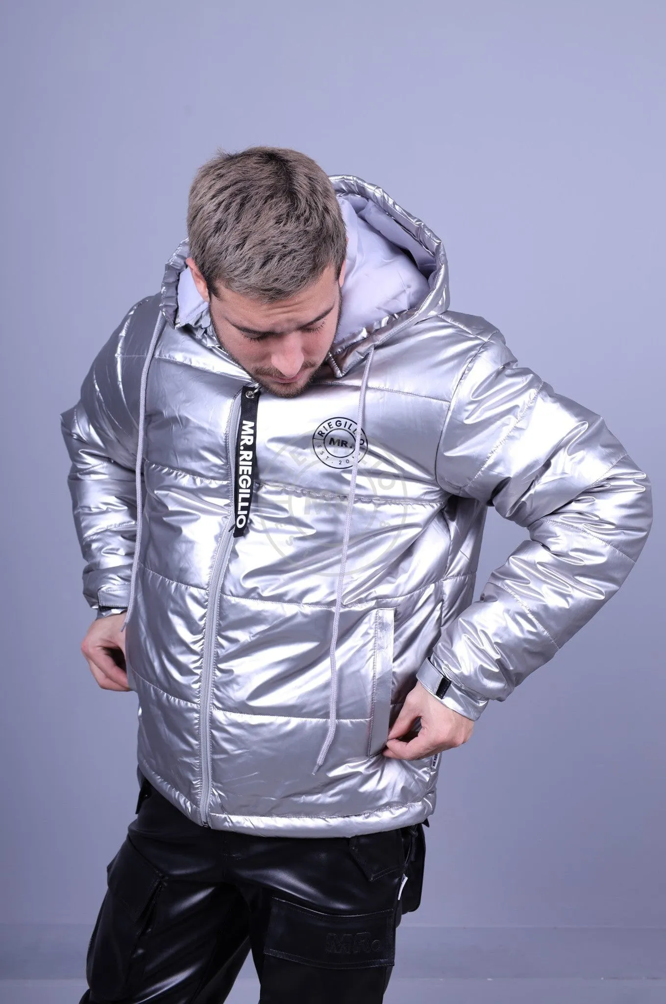 PVC Puffer Jacket - Silver