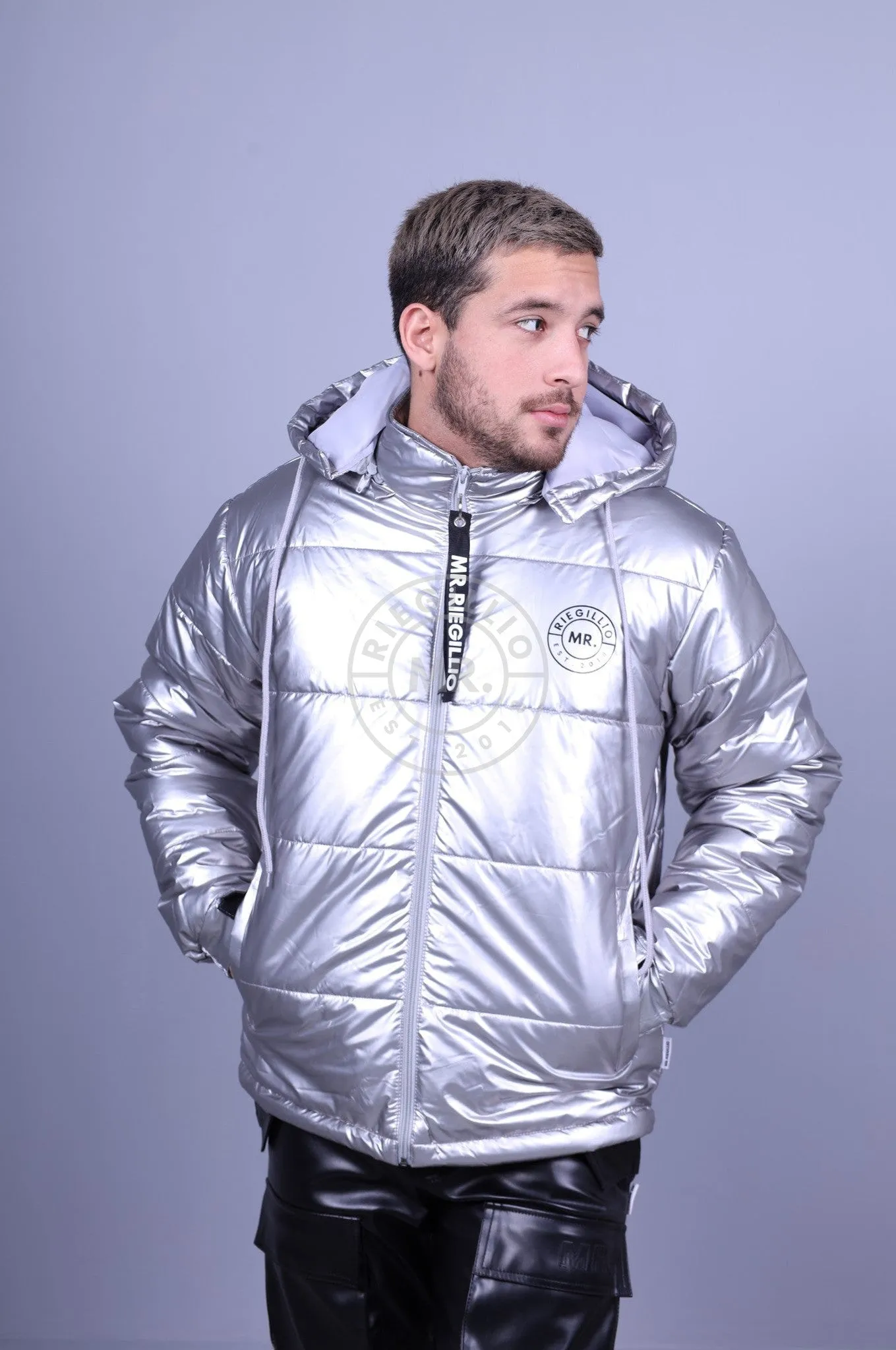 PVC Puffer Jacket - Silver