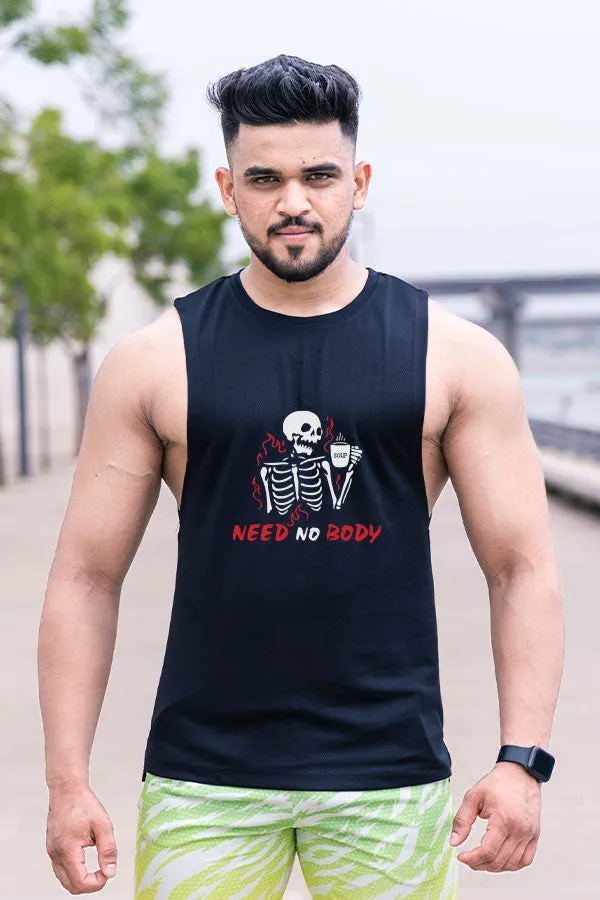 QUIRKY GYM VEST BLACK - SKELETON