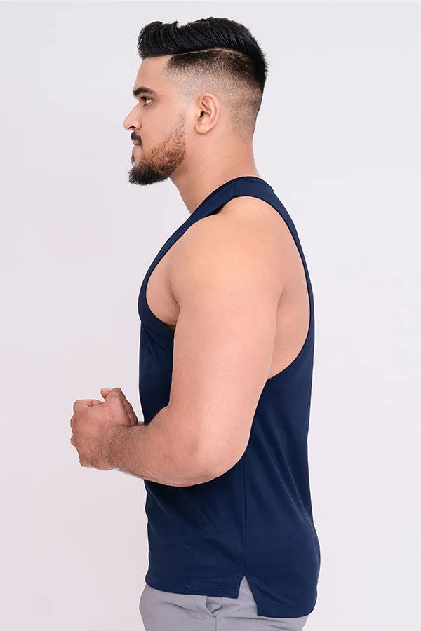 QUIRKY GYM VEST NAVY BLUE- DONUT GIVE UP