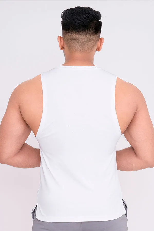 QUIRKY GYM VEST WHITE- LIFTING QUOTE