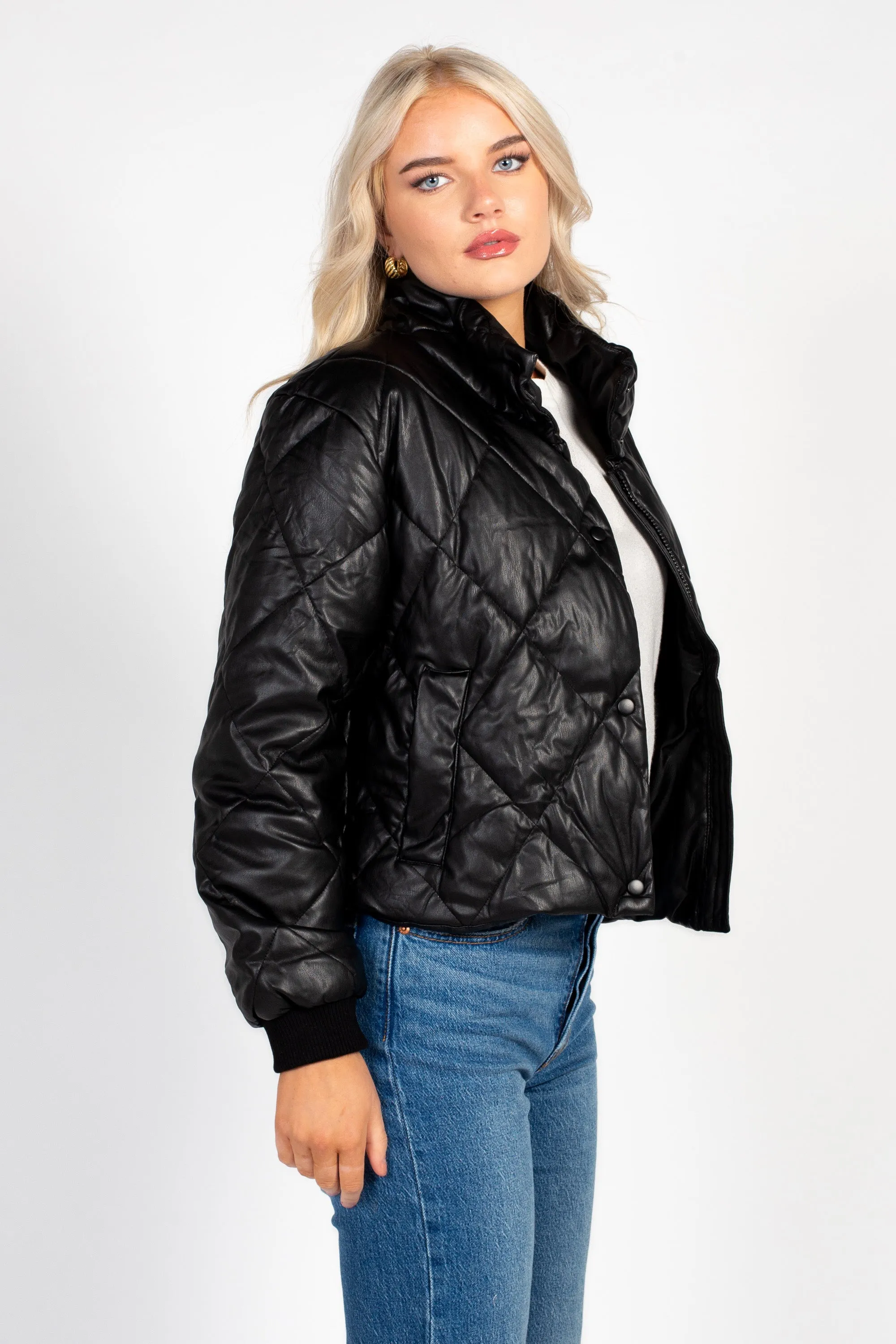 Raven Quilted Faux Leather Jacket