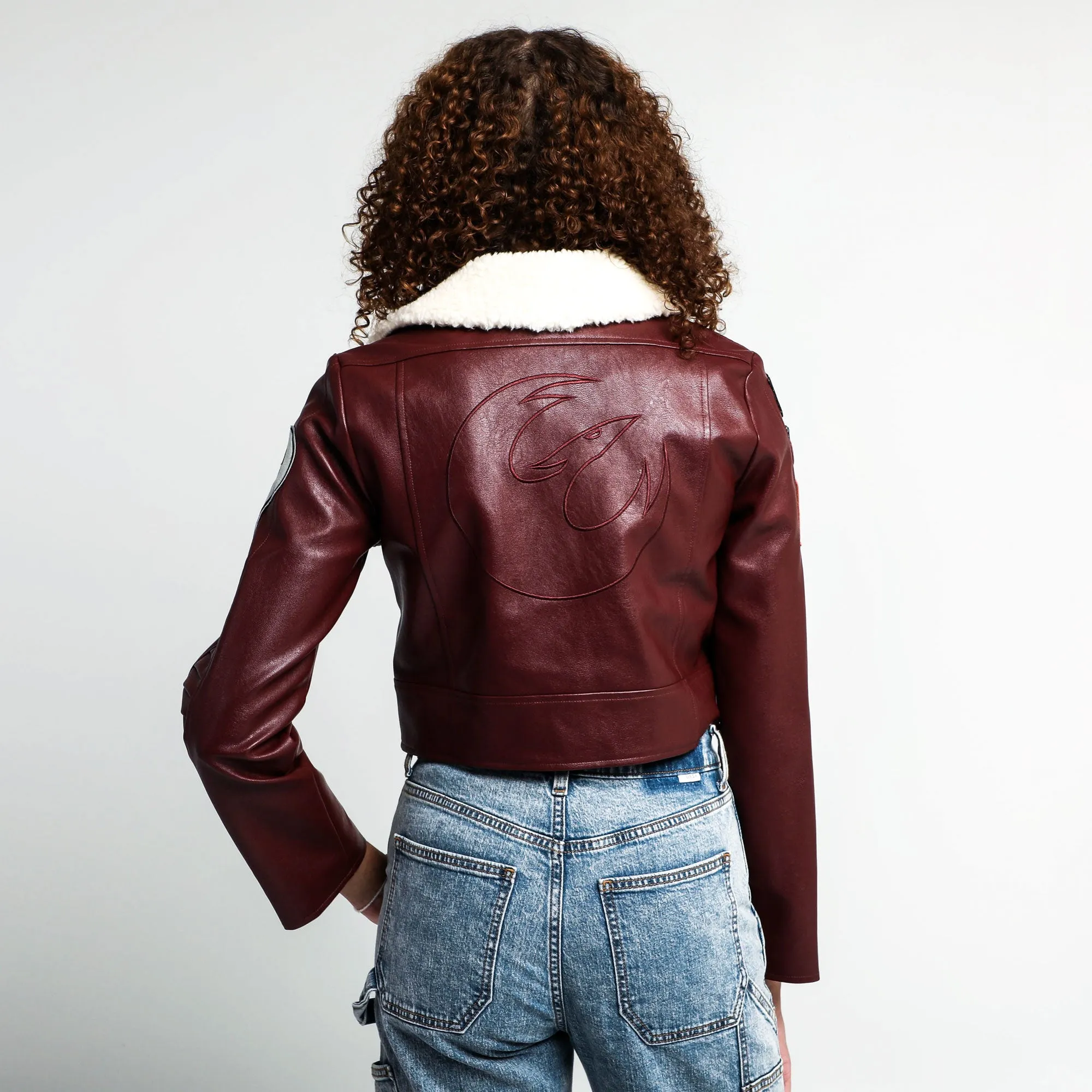 Rebel Faux Leather Cropped Moto Jacket