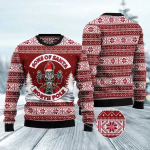 Red Sons Of Santa North Pole Ugly Christmas Sweater, Funny Xmas Sweater