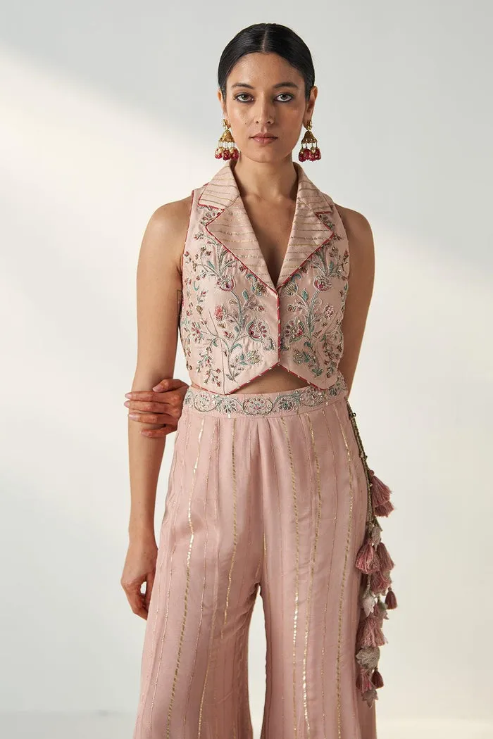 RIDHI BLUSH PINK GILET SHARARA SET