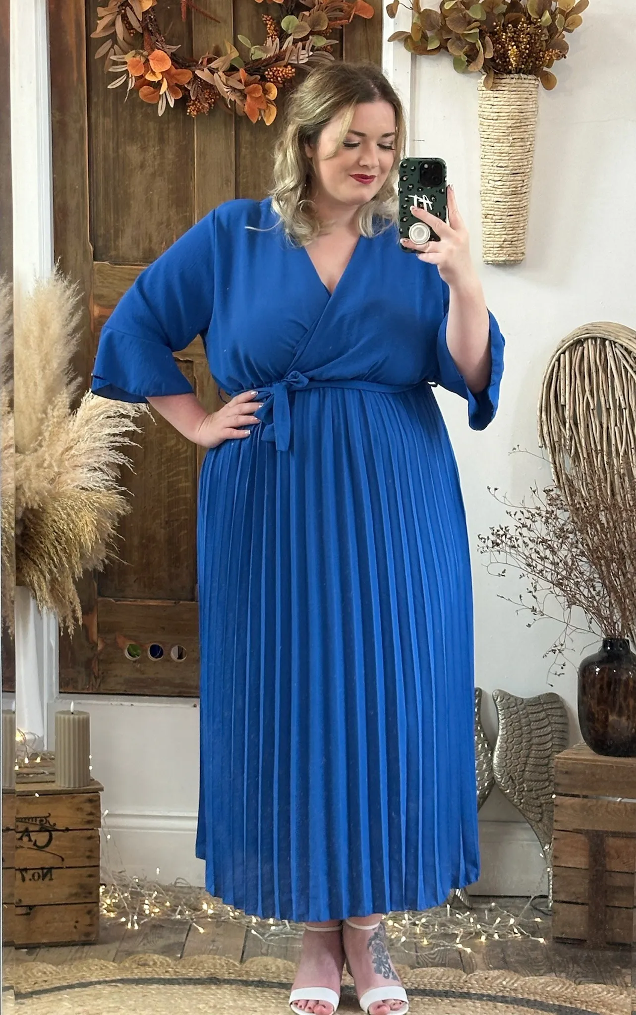 Royal Blue Rowan Pleated Midaxi Dress