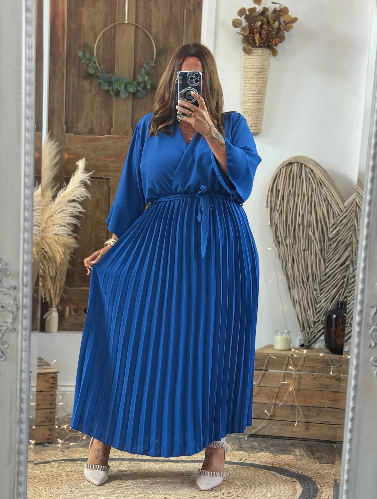 Royal Blue Rowan Pleated Midaxi Dress