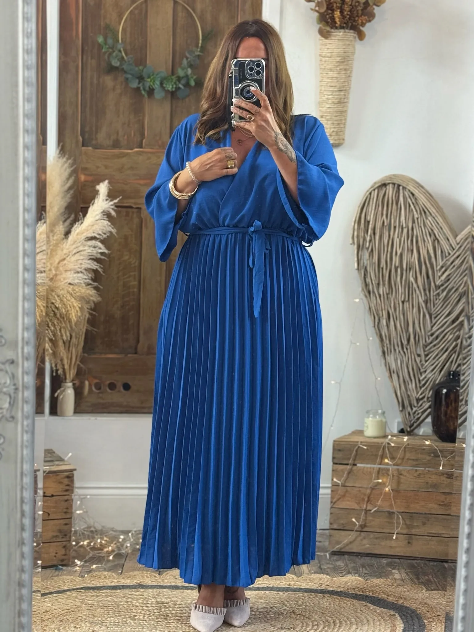 Royal Blue Rowan Pleated Midaxi Dress