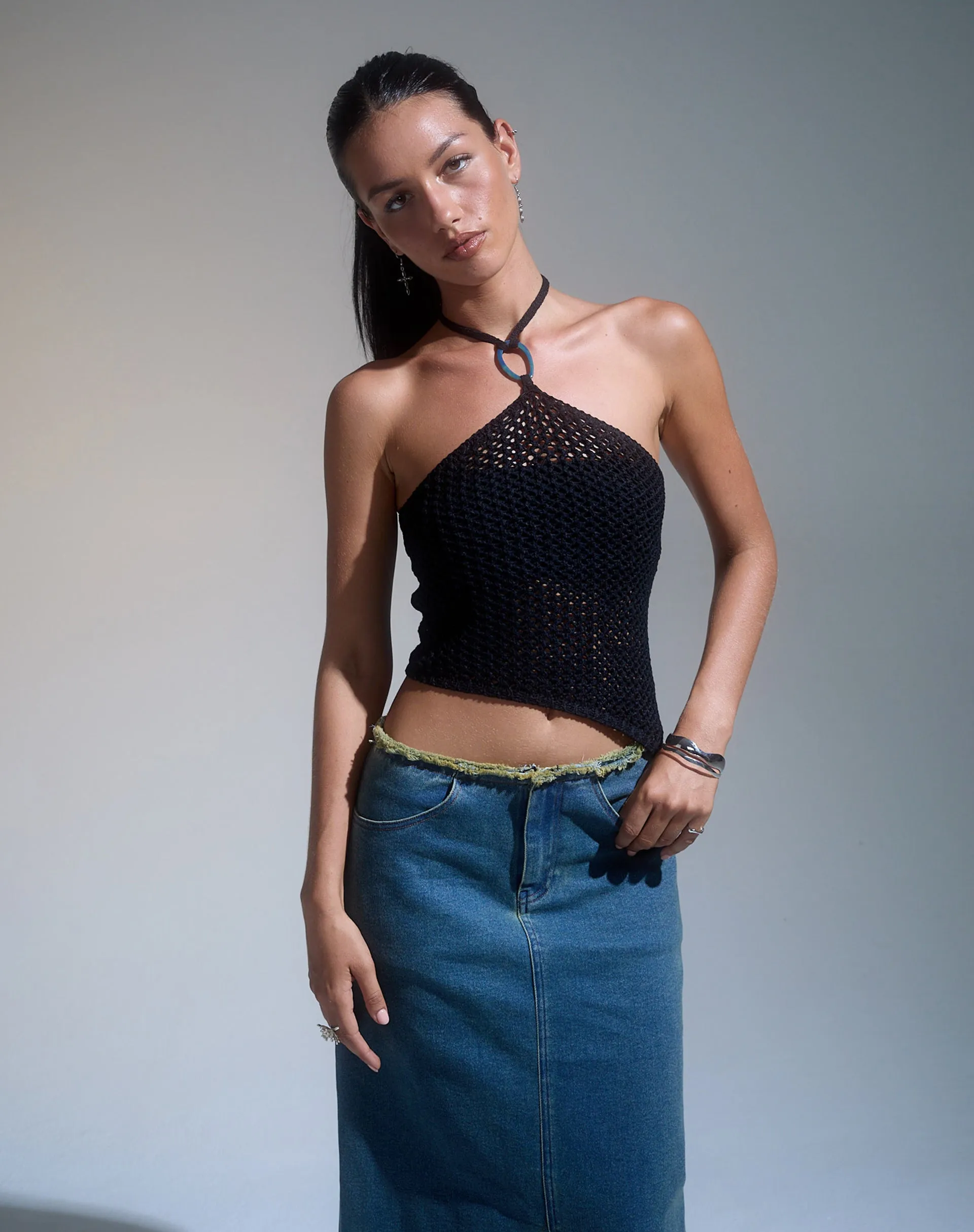 Royani Halterneck Top in Black Knit