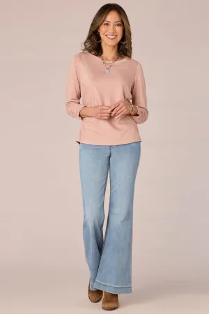 Ruched Side Knit Top - Dusty Pink