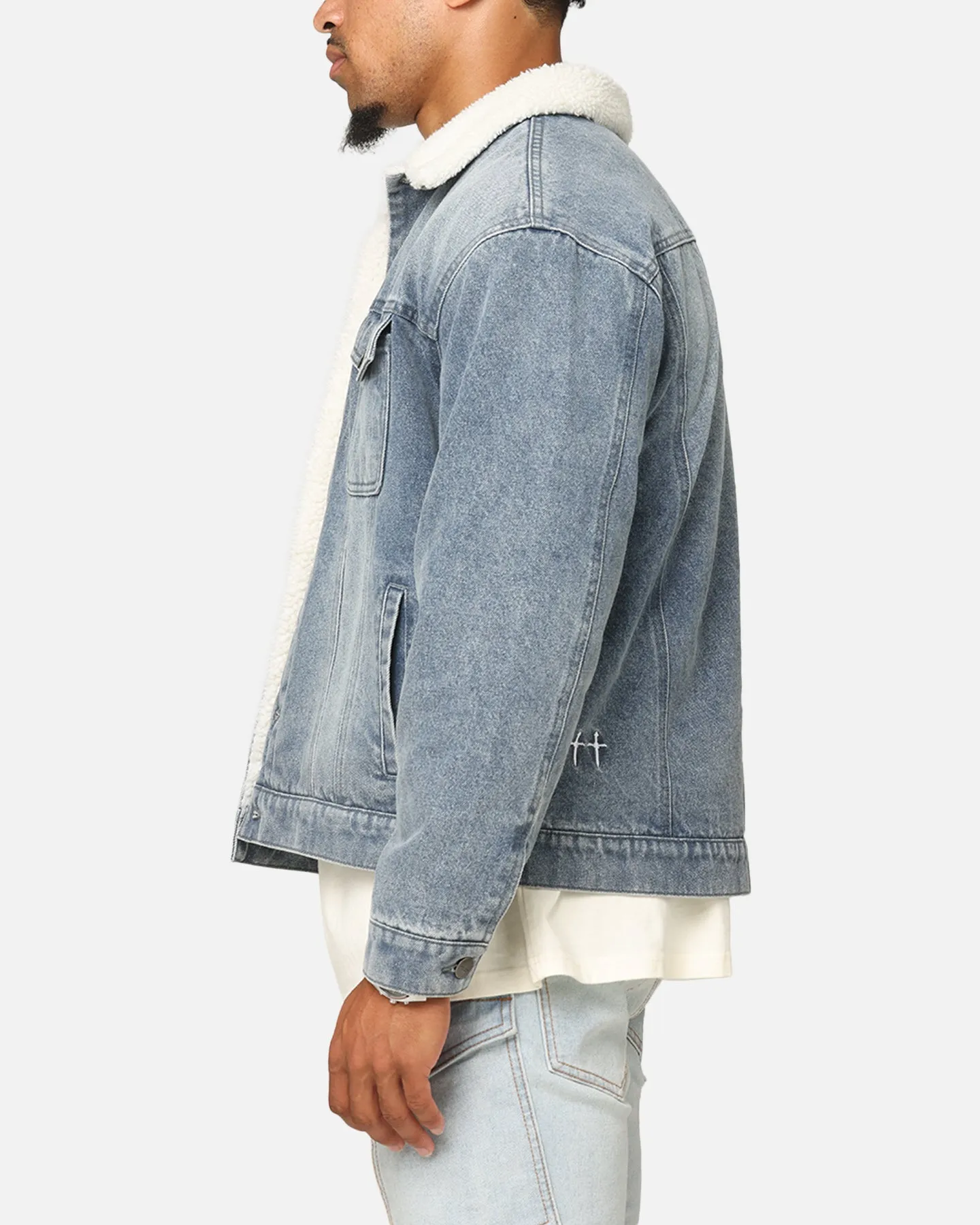 Saint Morta Sherpa Boxy Denim Jacket Dirty Denim