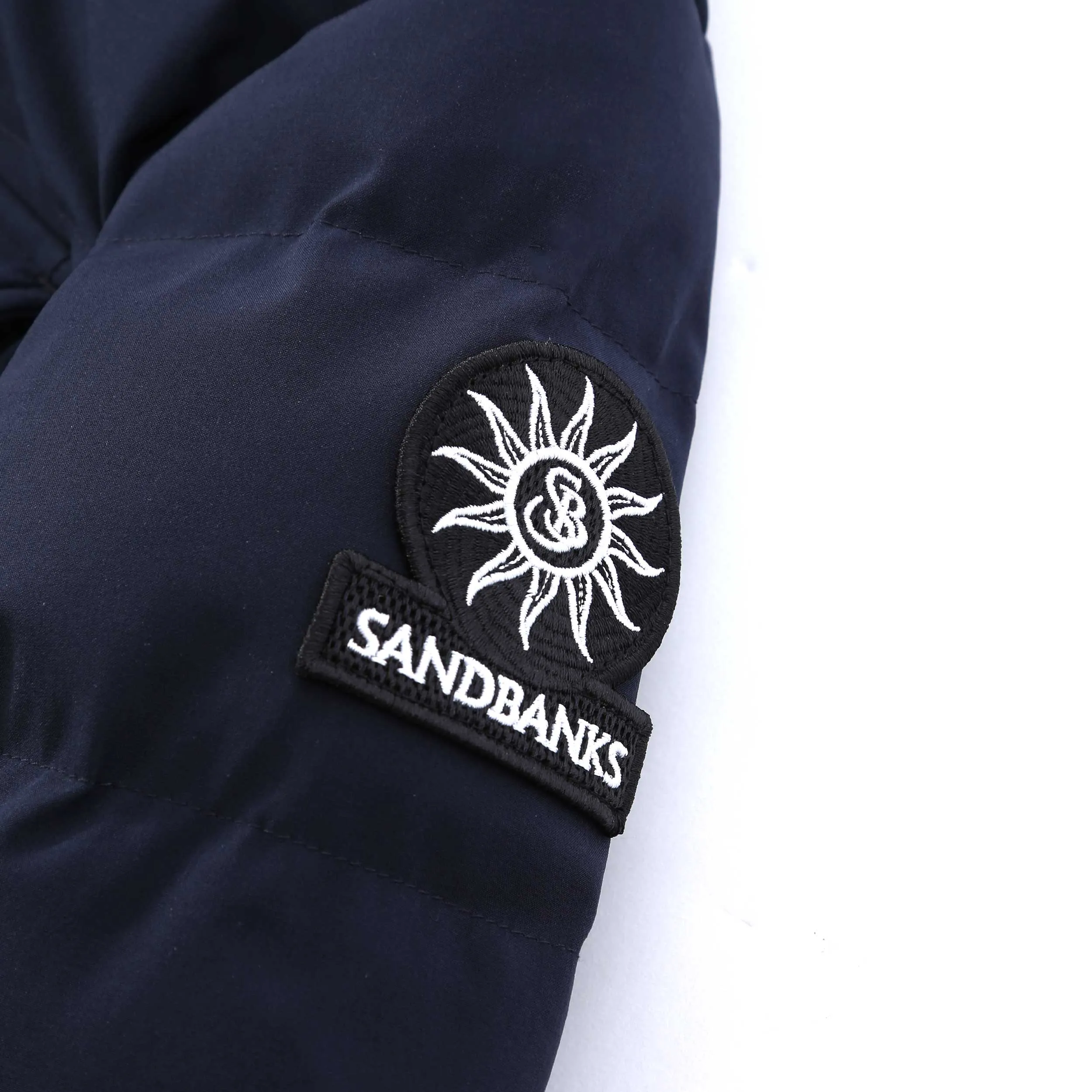 Sandbanks Branksome Long Puffer Jacket in Navy