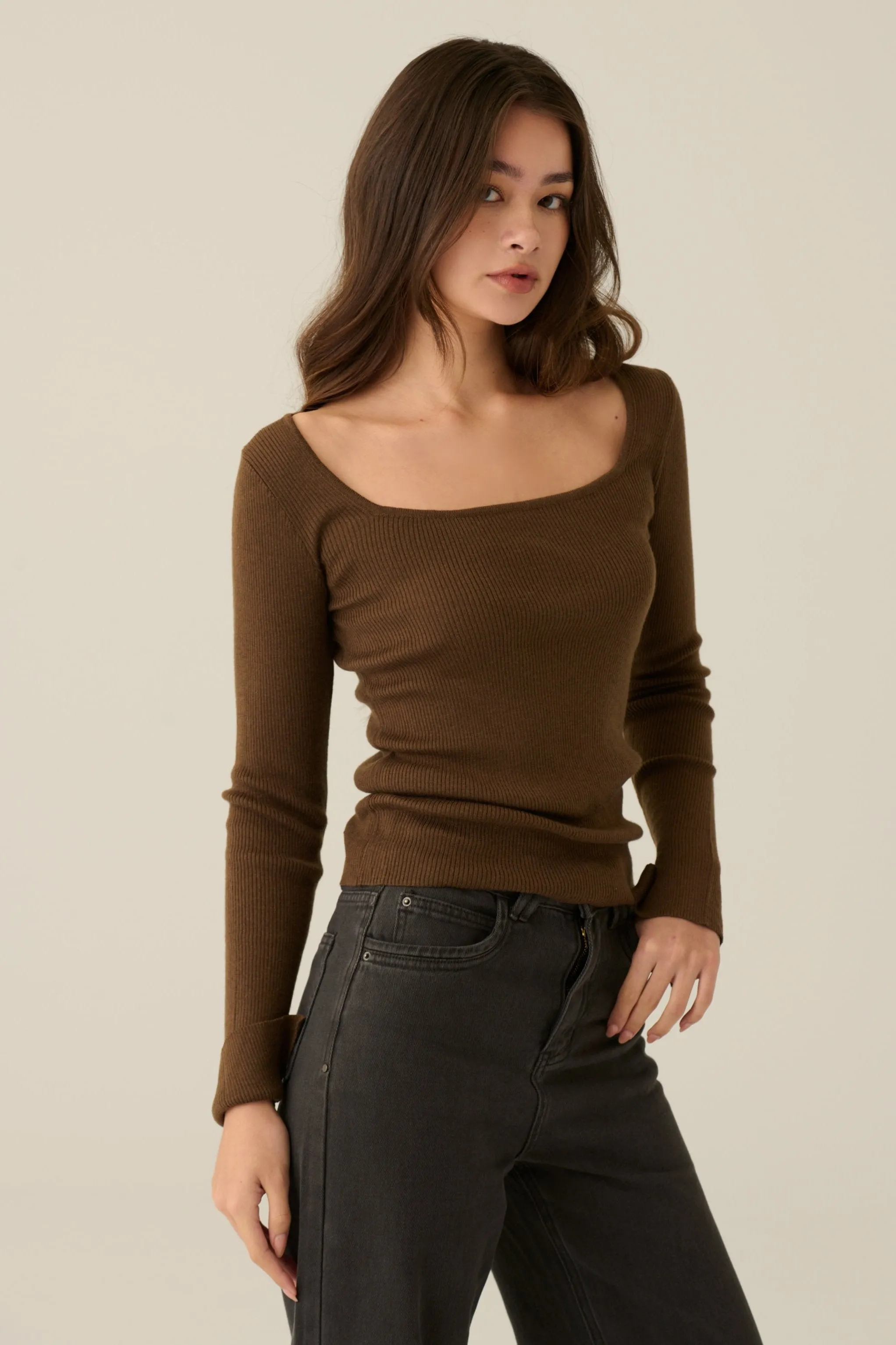 Sandy square neck knit top