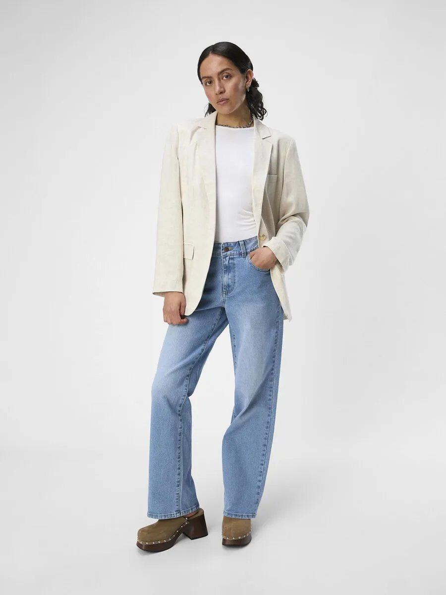 Sigrid Linen Blend Blazer (Sandshell)