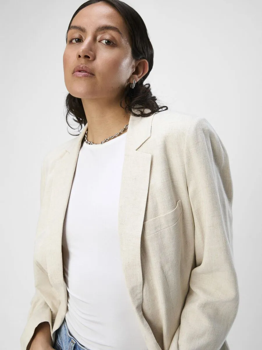 Sigrid Linen Blend Blazer (Sandshell)